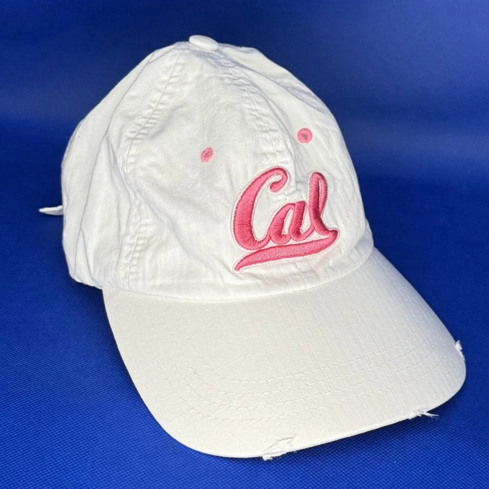 UC Berkeley Cal Golden Bears White Pink Distressed Baseball Cap Hat Collegiate